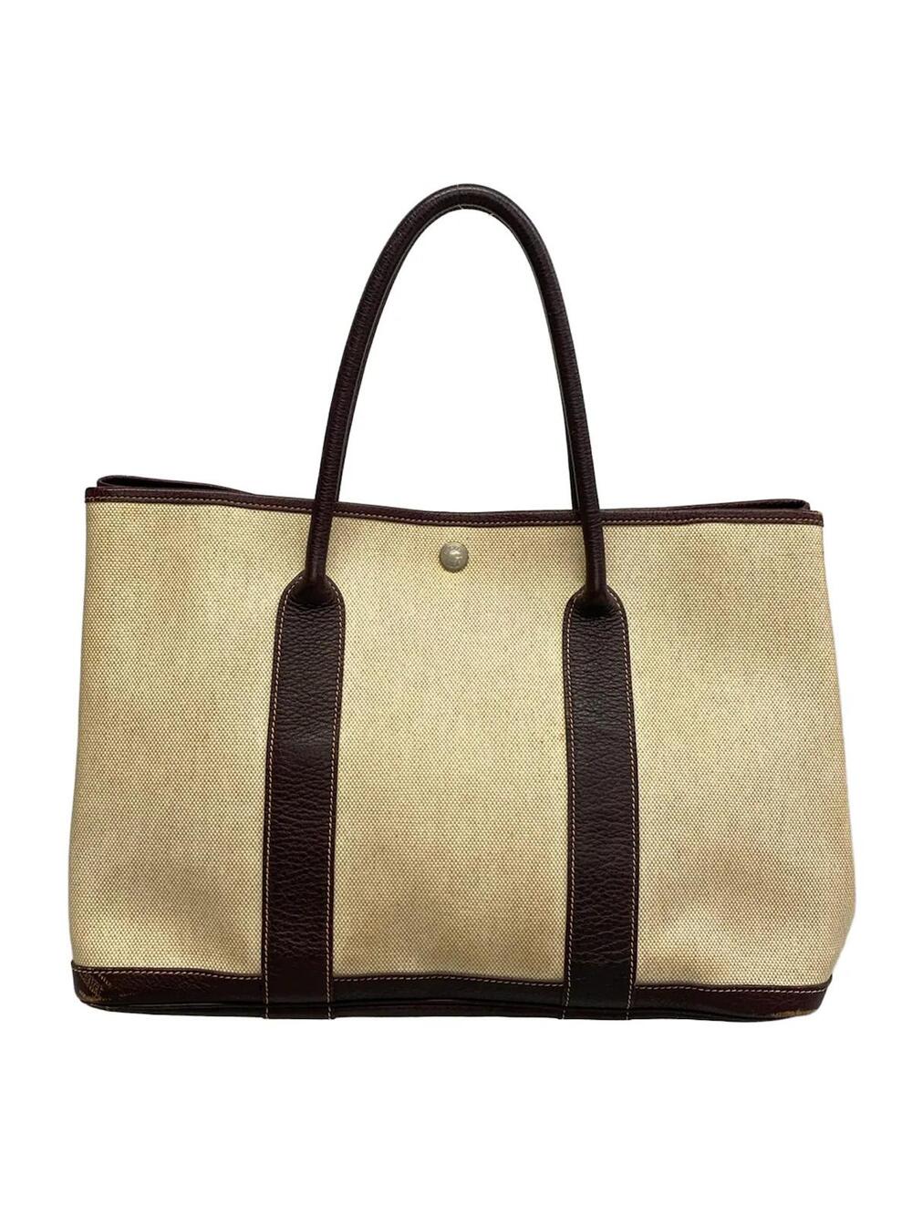 Hermes Garden Party Pm Beige Dark Brown #363407H14B